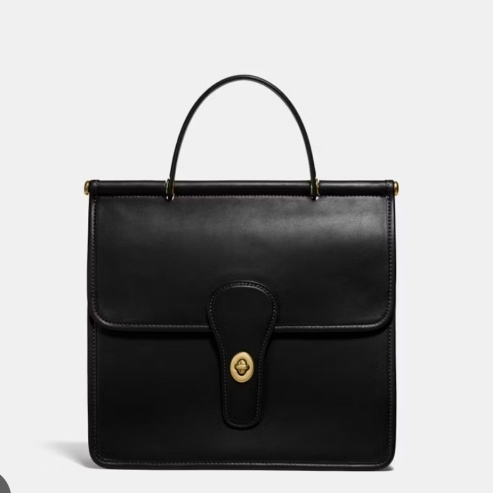 COACH OG Willis Top Handle Black Leather Satchel Handbag Purse